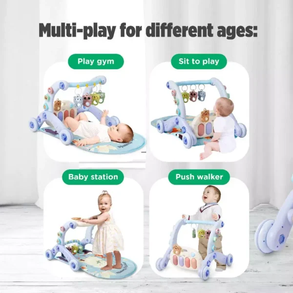 Sweet Cherry Baby Gym Play Mat & Baby Activity Center with Music and Light SC1166 Kiddie 3-In-1 Play Gym Walker