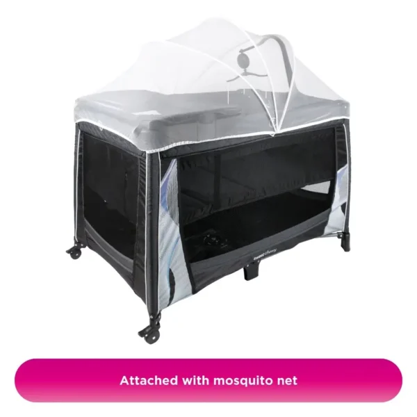 Sweet Cherry Luxury Playpen Crib NeroX Travel Cot with music toy bay, mosquitoes netting, diaper changing table (UP620)
