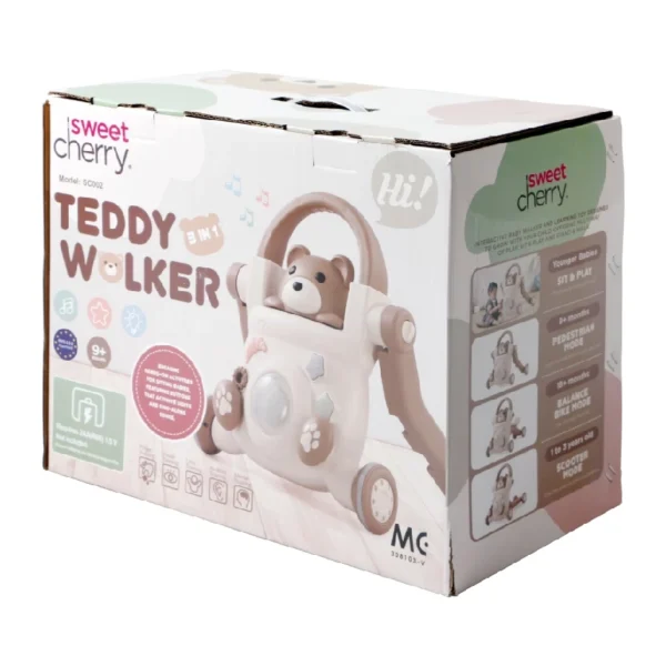 Sweet Cherry Sit-to-Stand Multi-Function Learning Walker Teddy 3-In-1 Baby Walker (SC002)