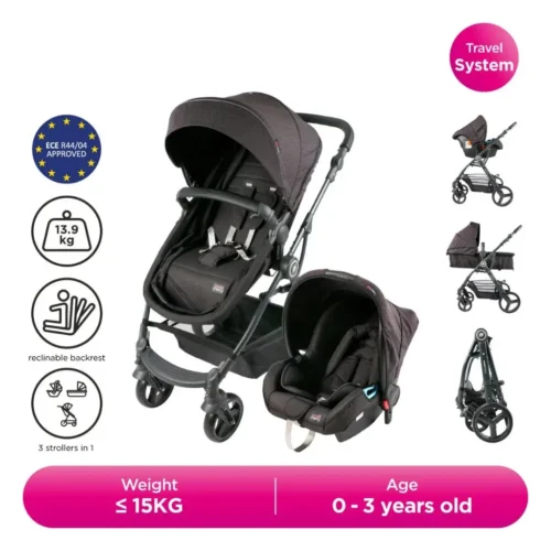 Sweet Cherry 3-in-1 Convertible Baby Stroller with Baby Carrier Car Seat GL600 Vetro S Travelling System