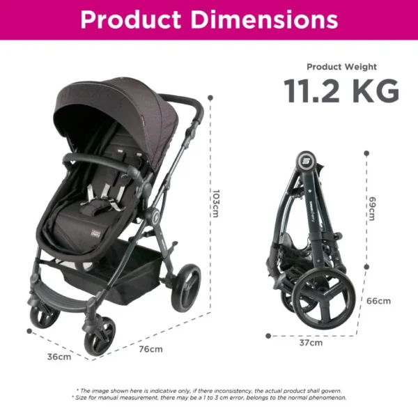 Sweet Cherry 3-in-1 Convertible Baby Stroller with Baby Carrier Car Seat GL600 Vetro S Travelling System