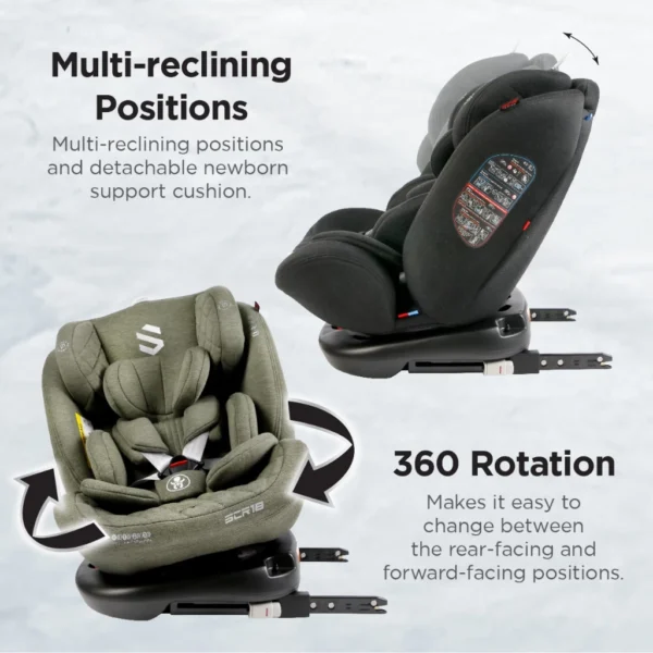Sweet Cherry ISOFIX 360° Rotation Baby Car Seat Newborn to 12 years old Convertible ST3 SCR18 Car Seat Group 0+,1, 2, 3