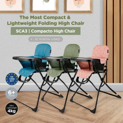 Sweet Cherry Super Slim Compacto High Chair (SCA3) the perfect space saving option when feeding baby