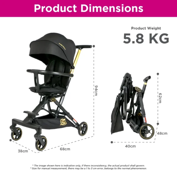 Sweet Cherry Z1 Rioz Magic Stroller with EN Standard, Two-way Facing by 360° Rotating Seat with Easy Hand